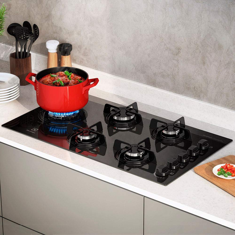Electrolux KE5TD 5-Burner Gas Cooktop with Triple Flame Side Burner - BIVOLT Voltage for Home Kitchen Cooking & Grilling