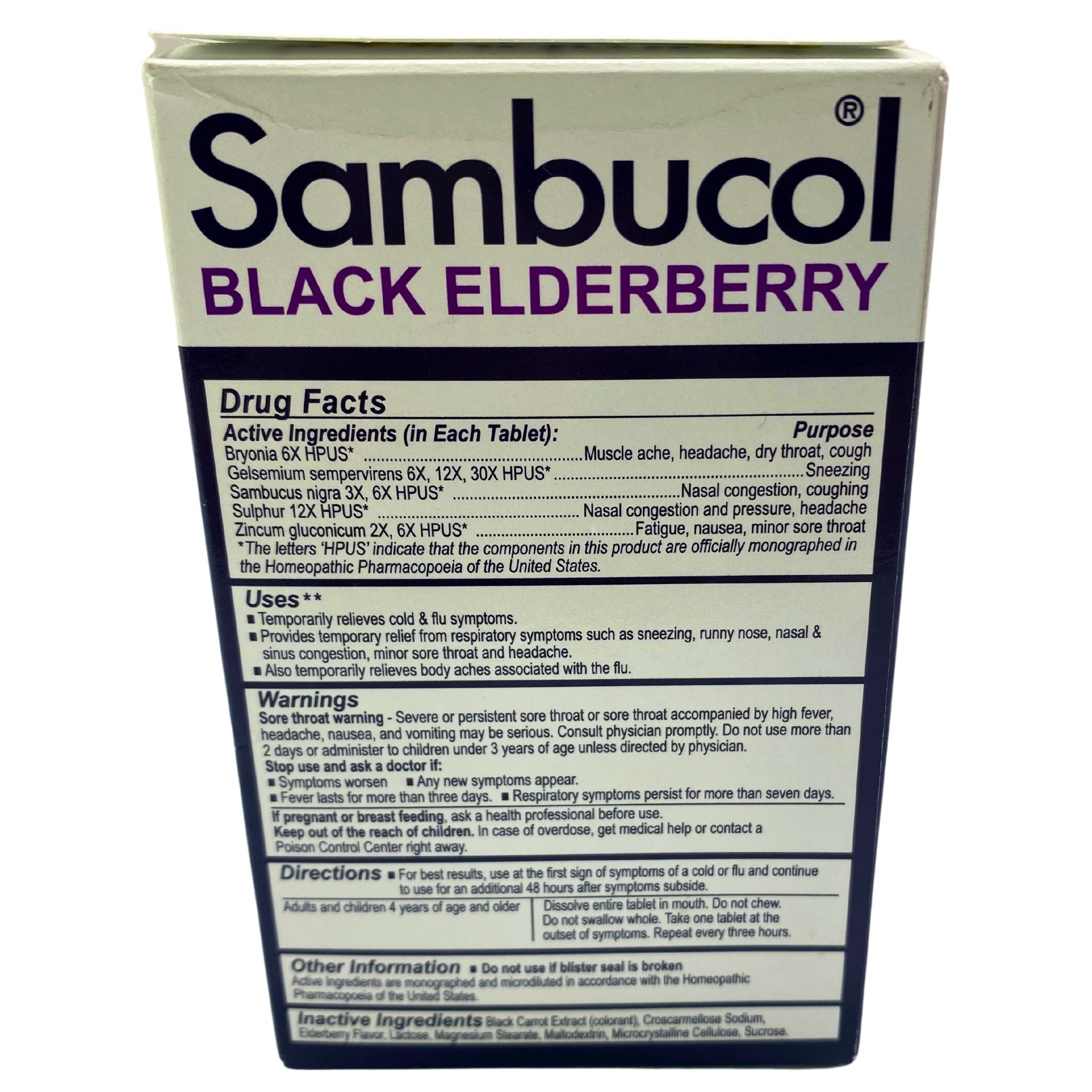 Sambucol Black Elderberry Immune Support Supplement - 60 Tablets for Cold & Flu Relief | Boosts Immunity | Great for Travel & Seasonal Wellness