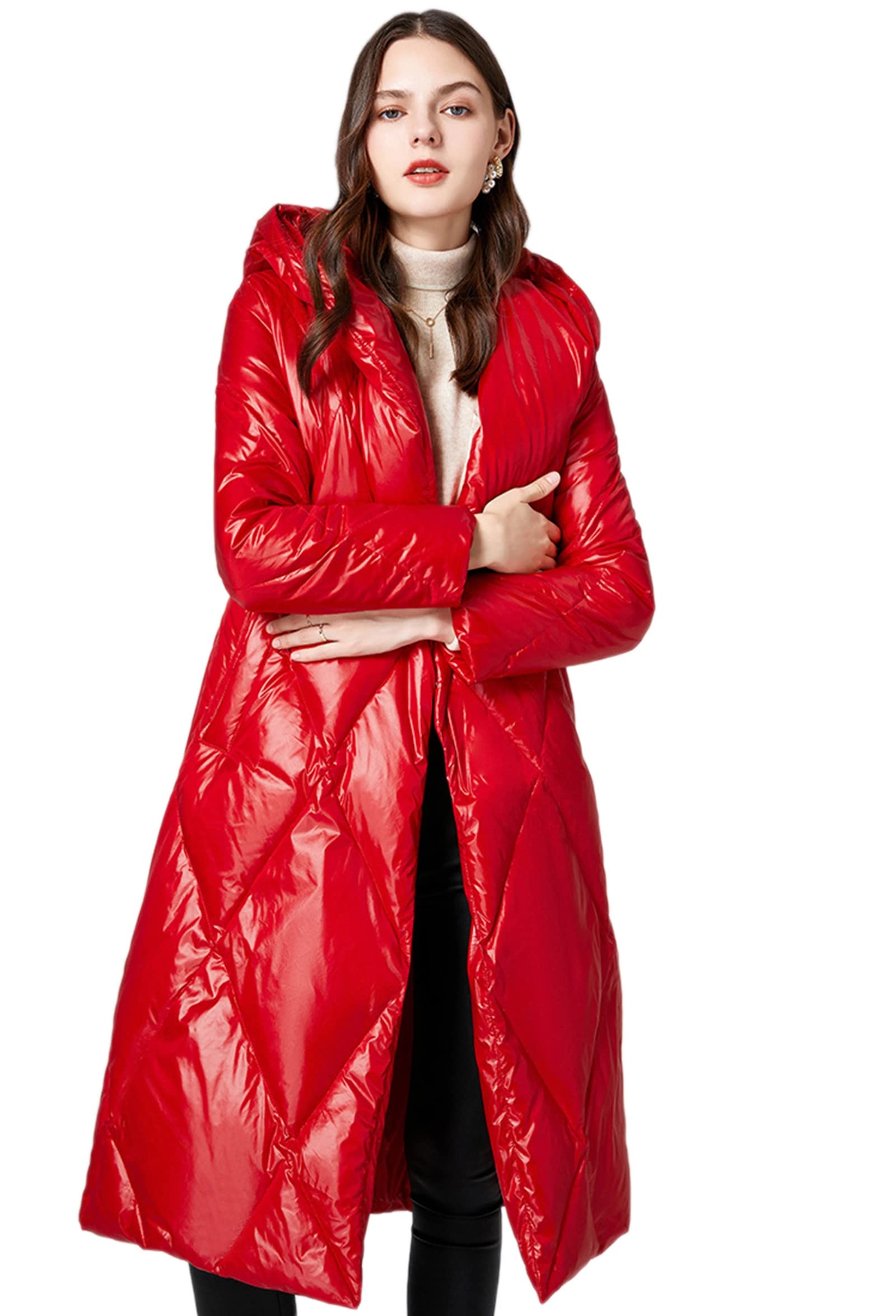Women's Waterproof Down Jacket with Hood - Thickened Warm Mid-Length Puffer Coat, Lightweight & Plus Size - Perfect for Winter Outdoor Activities, Travel & Daily Wear