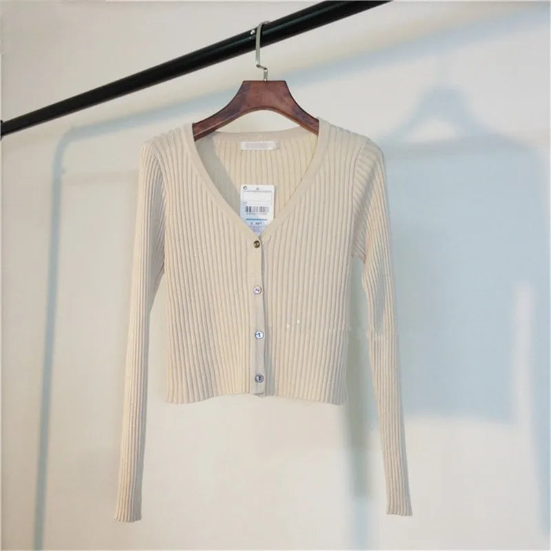 Patchwork Long Sleeve Button-Up Knit Sweater for Women - Cozy Fall & Winter Fashion - Perfect for Casual Outings and Office Wear