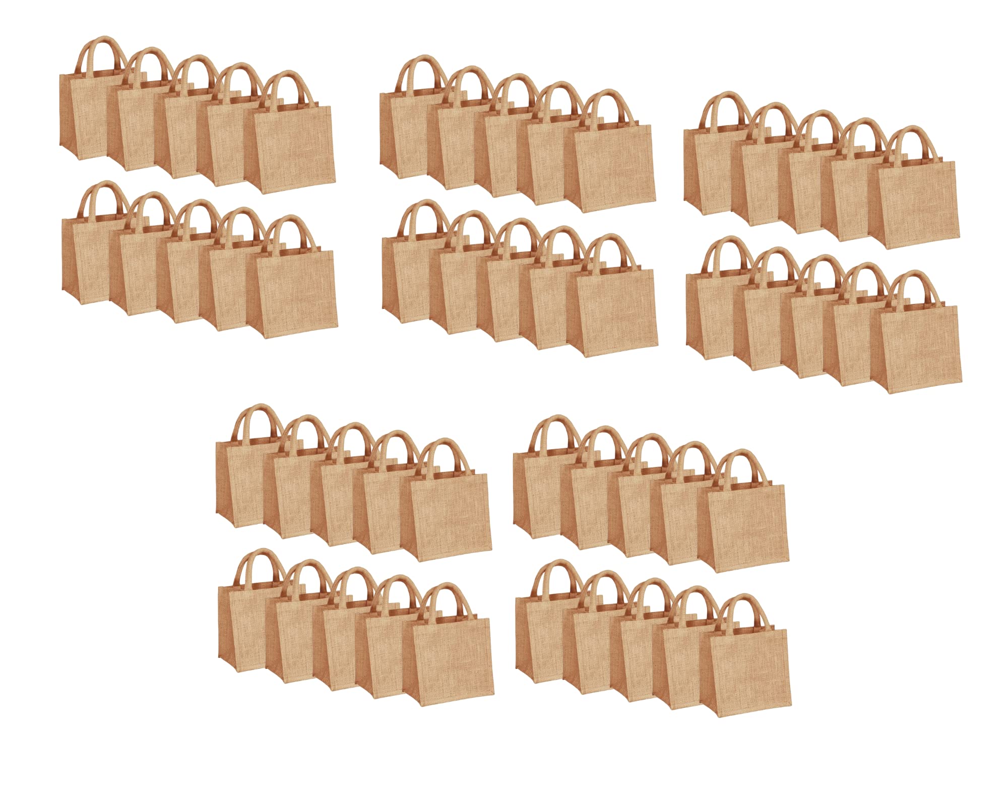 50 Small Jute Burlap Gift Bags with Handles - 8