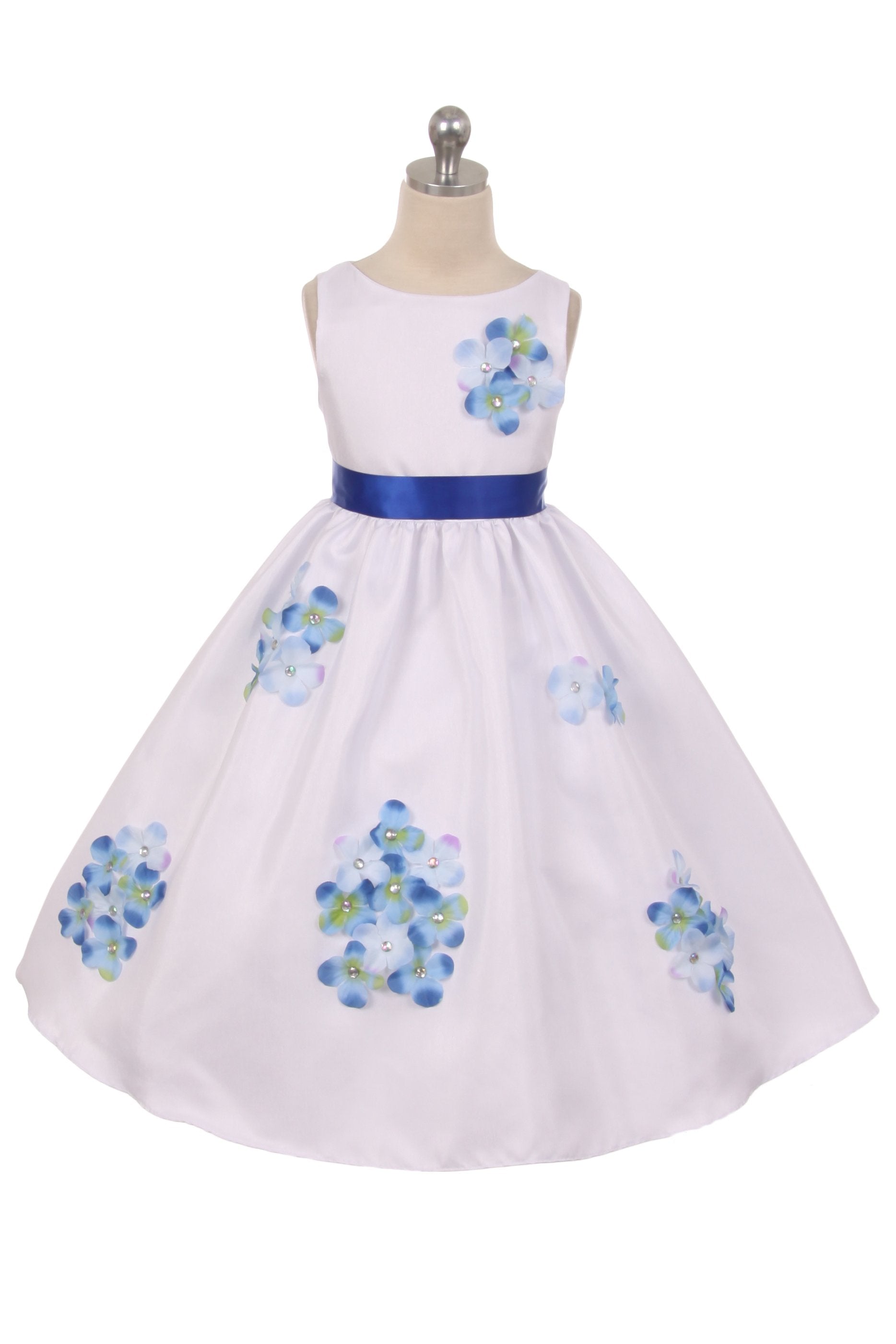 Elegant Shantung Girls Dress with Floral Petal Decor - Perfect for Birthday Parties, Weddings & Special Occasions