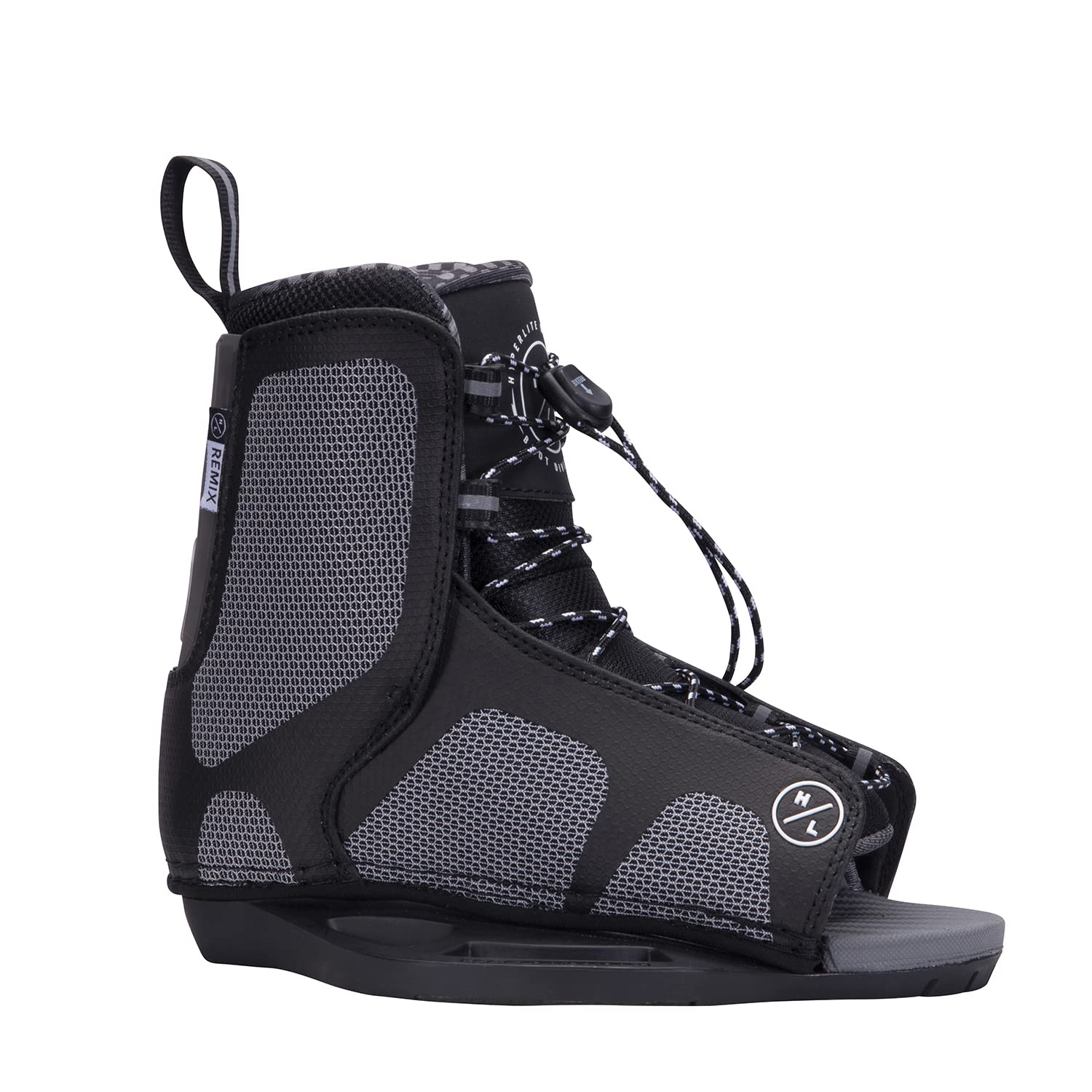 Hyperlite Remix Kids Wakeboard Bindings - Black/Grey Size 12K-2 | Youth Wakeboard Boots for Water Sports | Perfect for Lake Riding & Wakeboarding Lessons