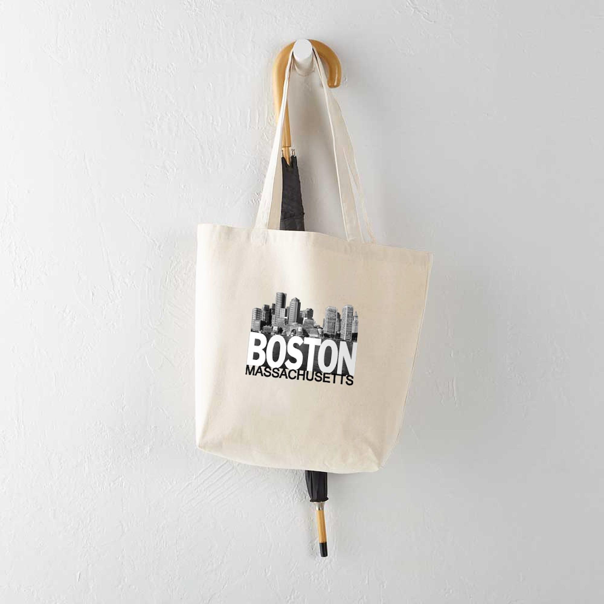 Boston Skyline Tote Bag - Natural Canvas Reusable Shopping Bag for Groceries, Beach & Travel | Eco-Friendly Boston Gift Idea