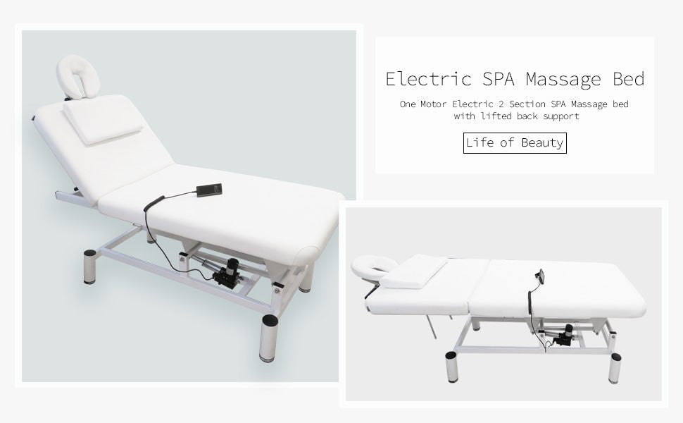 Electric 2-Section SPA Massage Bed with Adjustable Back Support - Professional Massage Table for Home & Salon Use - Perfect for Relaxation, Physical Therapy & Spa Treatments