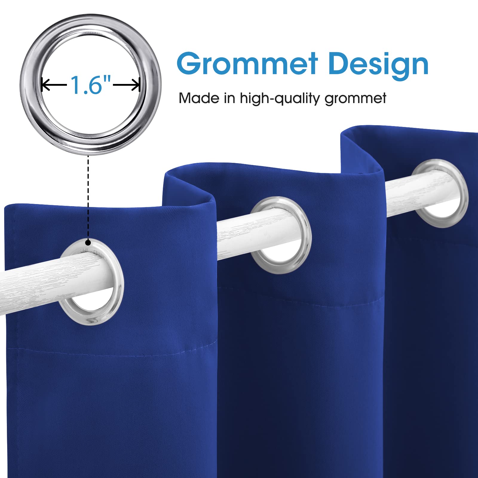 Blackout Curtains for Bedroom - 52x84 Inch Long 2 Panels Set, Royal Blue Room Darkening Thermal Insulated Soundproof Grommet Window Drapes - Perfect for Living Room, Nursery & Home Theater (Home Decor)