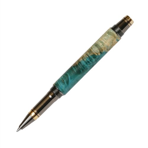 Lanier Pens Elite Rollerball Pen - Premium Gun Metal Finish with Turquoise Box Elder Wood - Luxury Writing Instrument for Office, Business Gifts & Executive Use