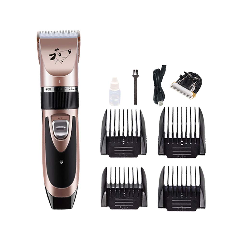 Professional Electric Pet Grooming Clipper - USB Rechargeable Dog & Cat Hair Trimmer Kit with Rose Gold Standard Head | Perfect for Home Pet Grooming & Professional Styling