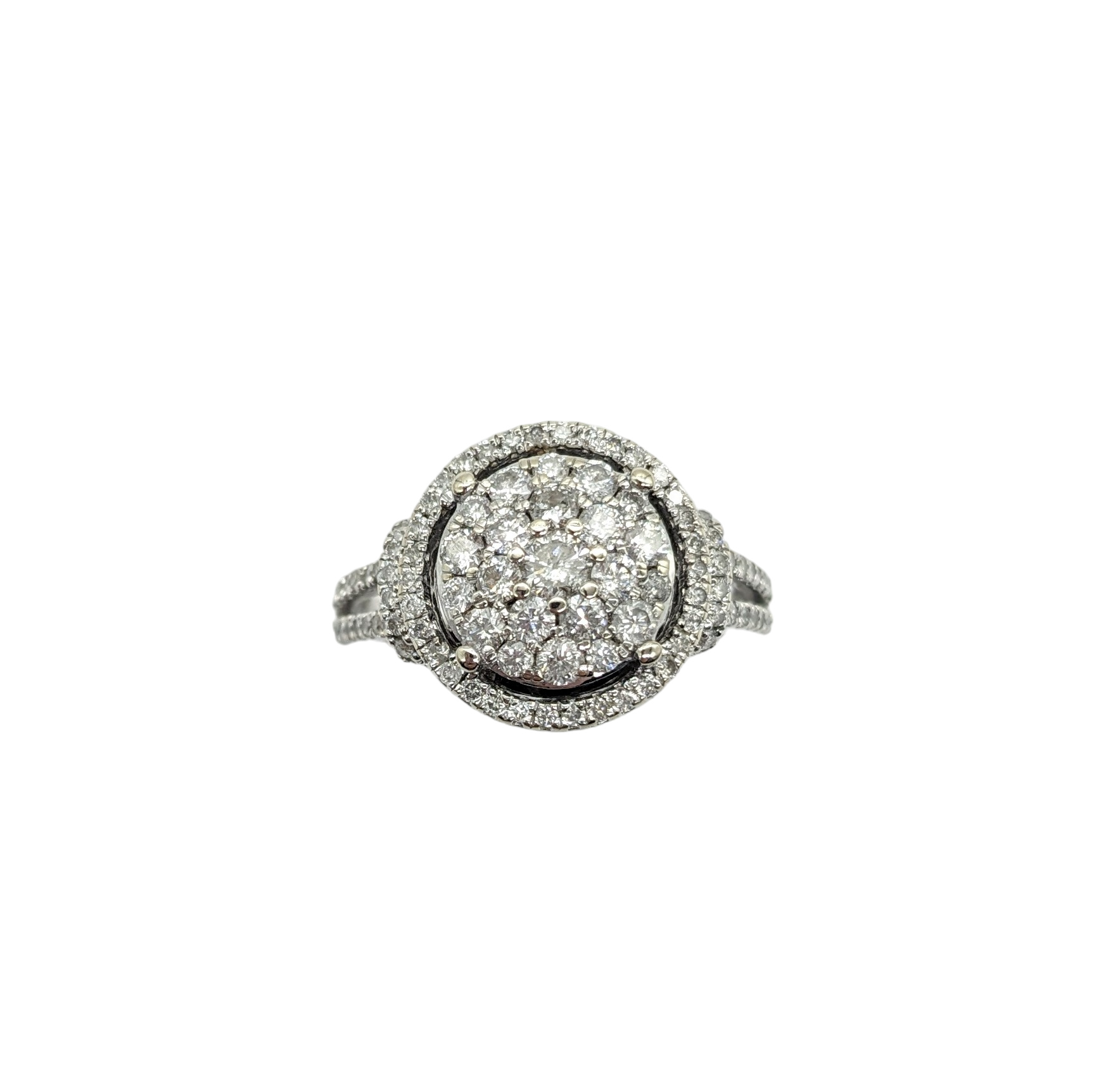 1 Carat Diamond Halo Cluster Ring - 14K White Gold Engagement Ring for Women, Perfect for Proposals, Anniversaries & Special Occasions