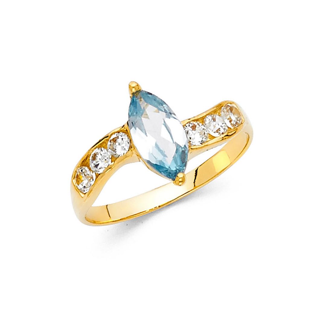 14K Yellow Gold CZ Cubic Zirconia Simulated Diamond Fancy Ring for Women - Size 7 | Elegant Jewelry for Parties, Weddings & Special Occasions