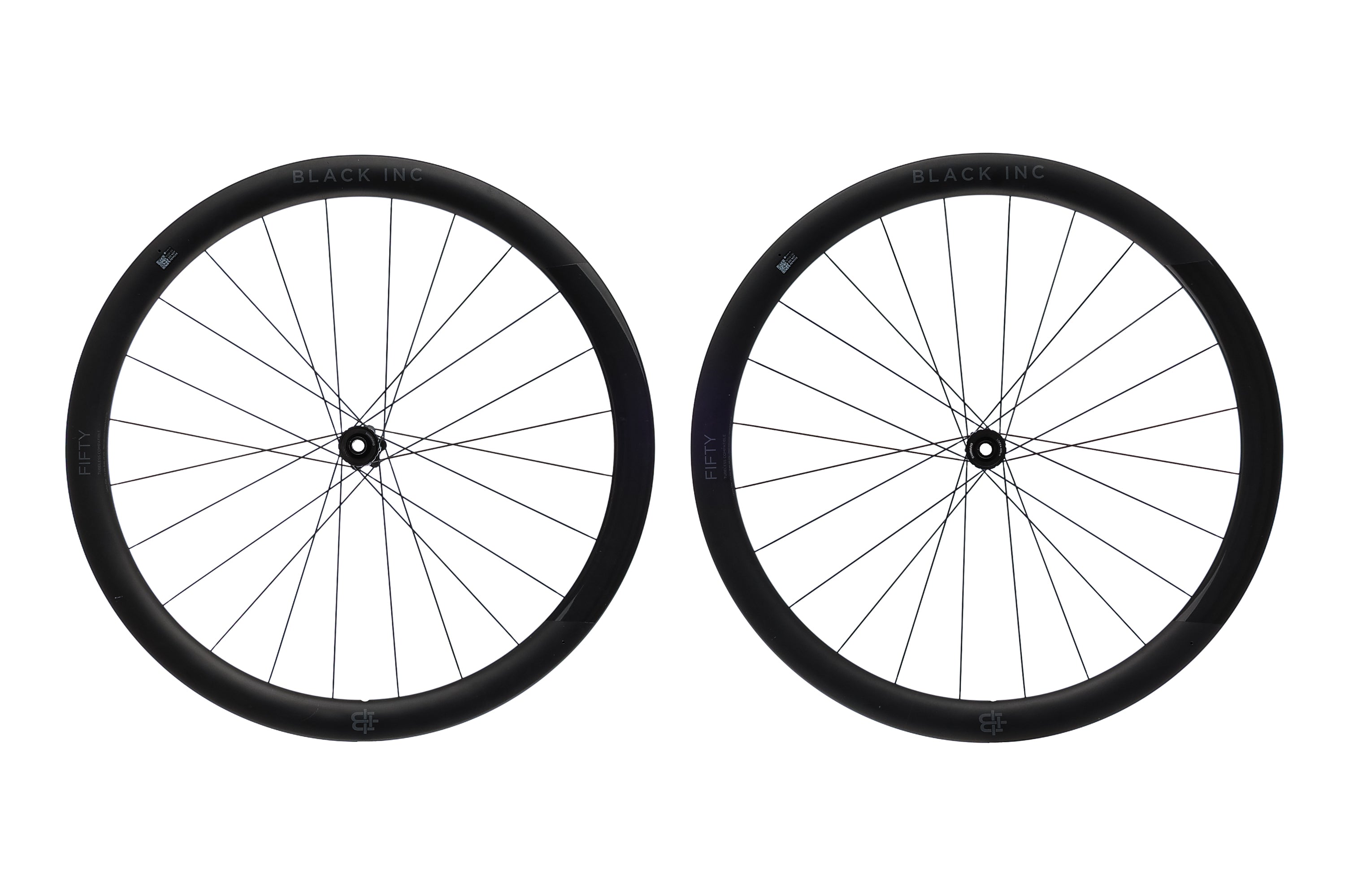 Black Inc Fifty Carbon Tubeless 700c Wheelset - Lightweight Aero Road Bike Wheels for Racing & Performance Cycling | Perfect for Triathlons & Competitive Road Races