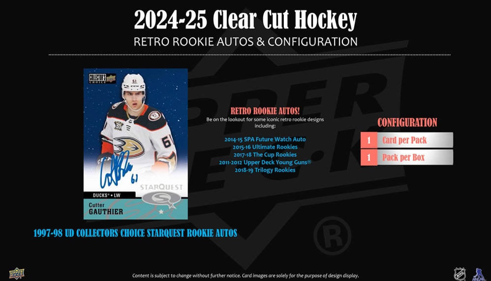 2024-25 Upper Deck Clear Cut Hockey Hobby Box - 15 Box Case (Pre-Order) | Premium Collectible Trading Cards for NHL Fans & Sports Memorabilia Collectors | Perfect for Card Shows, Investment & Gift Giving
