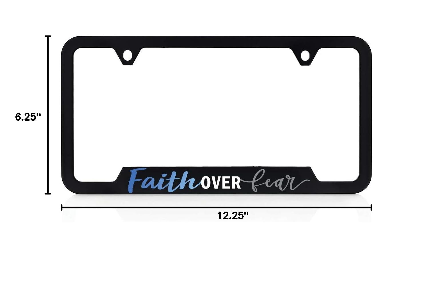 BARON-JEWELRY Faith License Plate Frame - Inspirational 'Faith Over Fear' Car Accessory - Durable UV Printed Plastic - Perfect for Cars, Trucks & Motorcycles