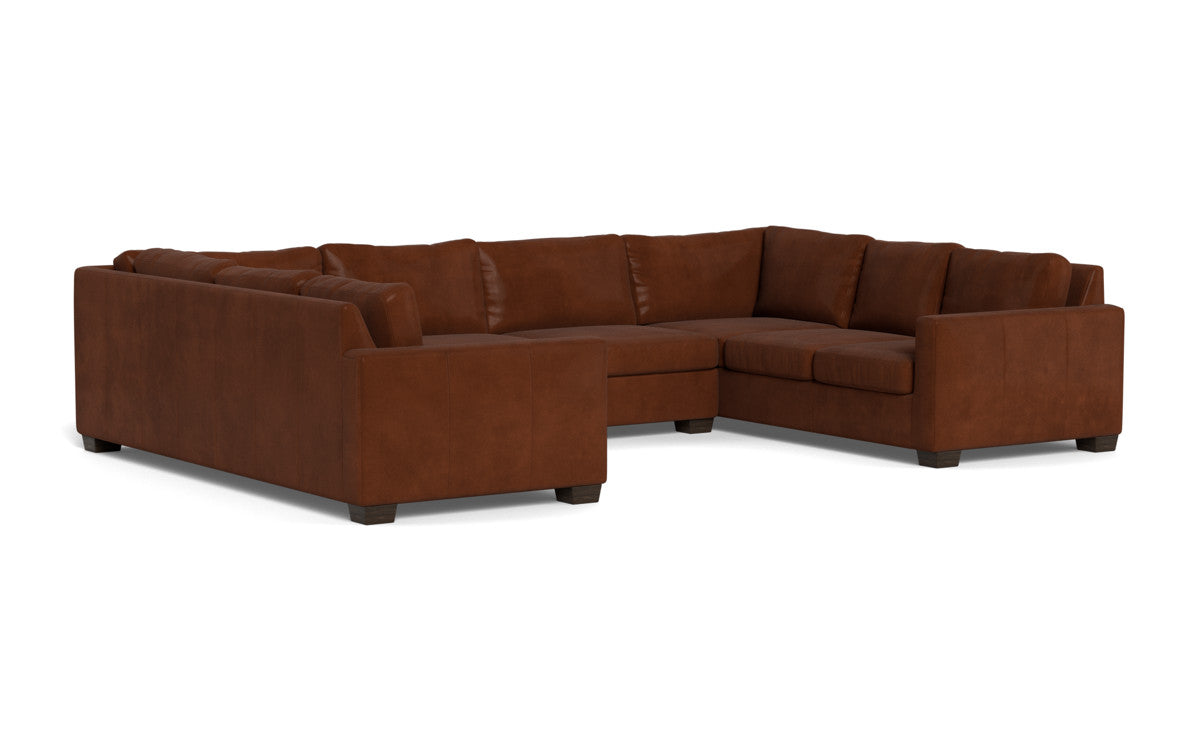 Track 141 Genuine Leather U-Shaped Sectional Sofa Bed with Recliner - Perfect for Living Room, Home Theater & Guest Room