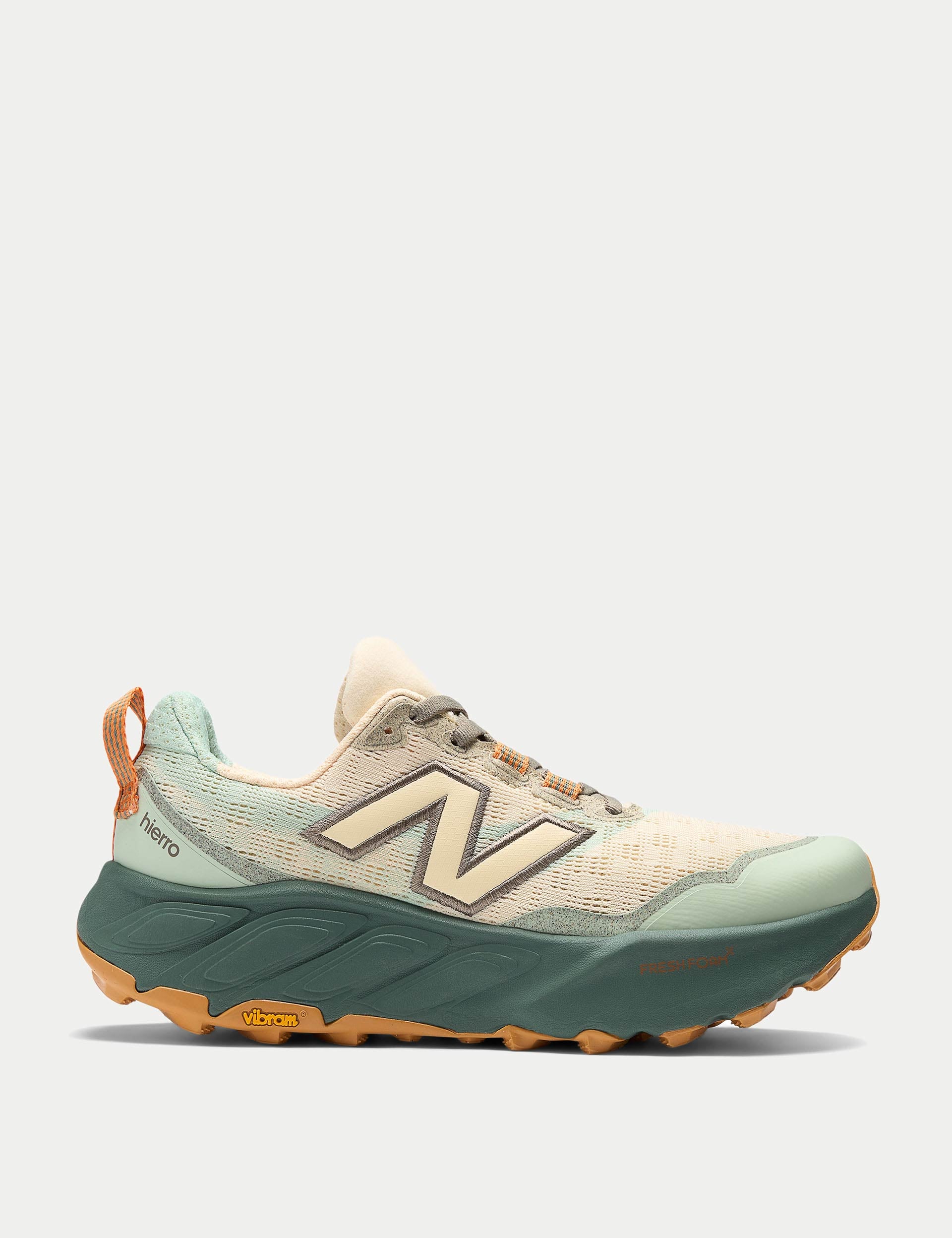New Balance Fresh Foam X Hierro v9 Trail Running Shoes for Men - Calcium/Dark Juniper - Lightweight Cushioned for Hiking & Outdoor Adventures