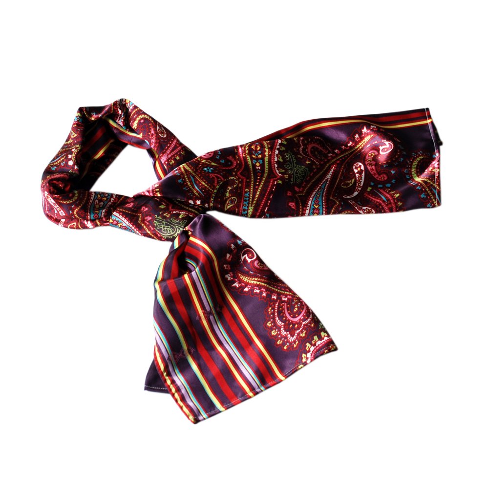 Brando Purple Chic Paisley & Stripes Design Scarf - Soft Lightweight Fashion Accessory for Women, Perfect for Fall Winter Outfits, Office Wear and Special Occasions