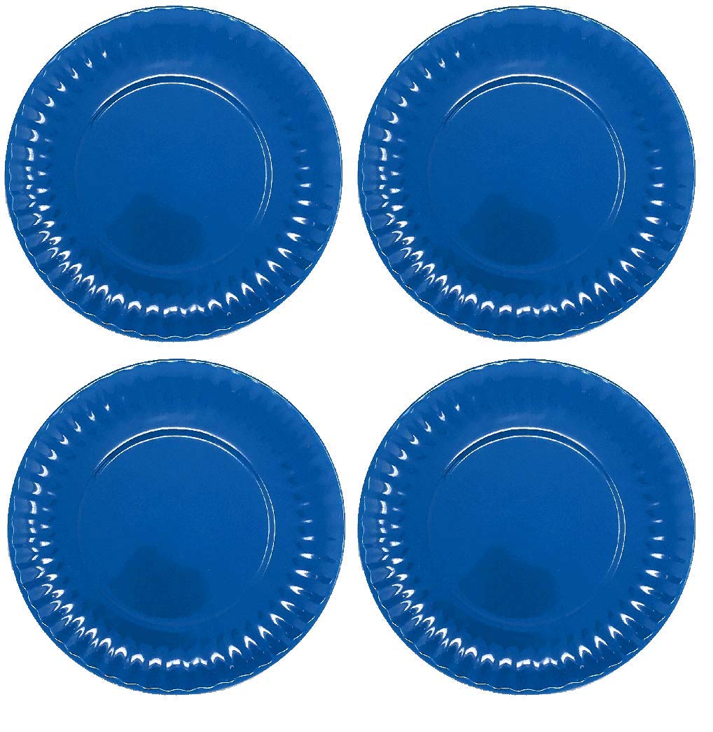 Durable Melamine Dinner Plates Set of 4 - Shatterproof & Lightweight Blue Dishware for Outdoor Picnics, BBQs, and Everyday Dining