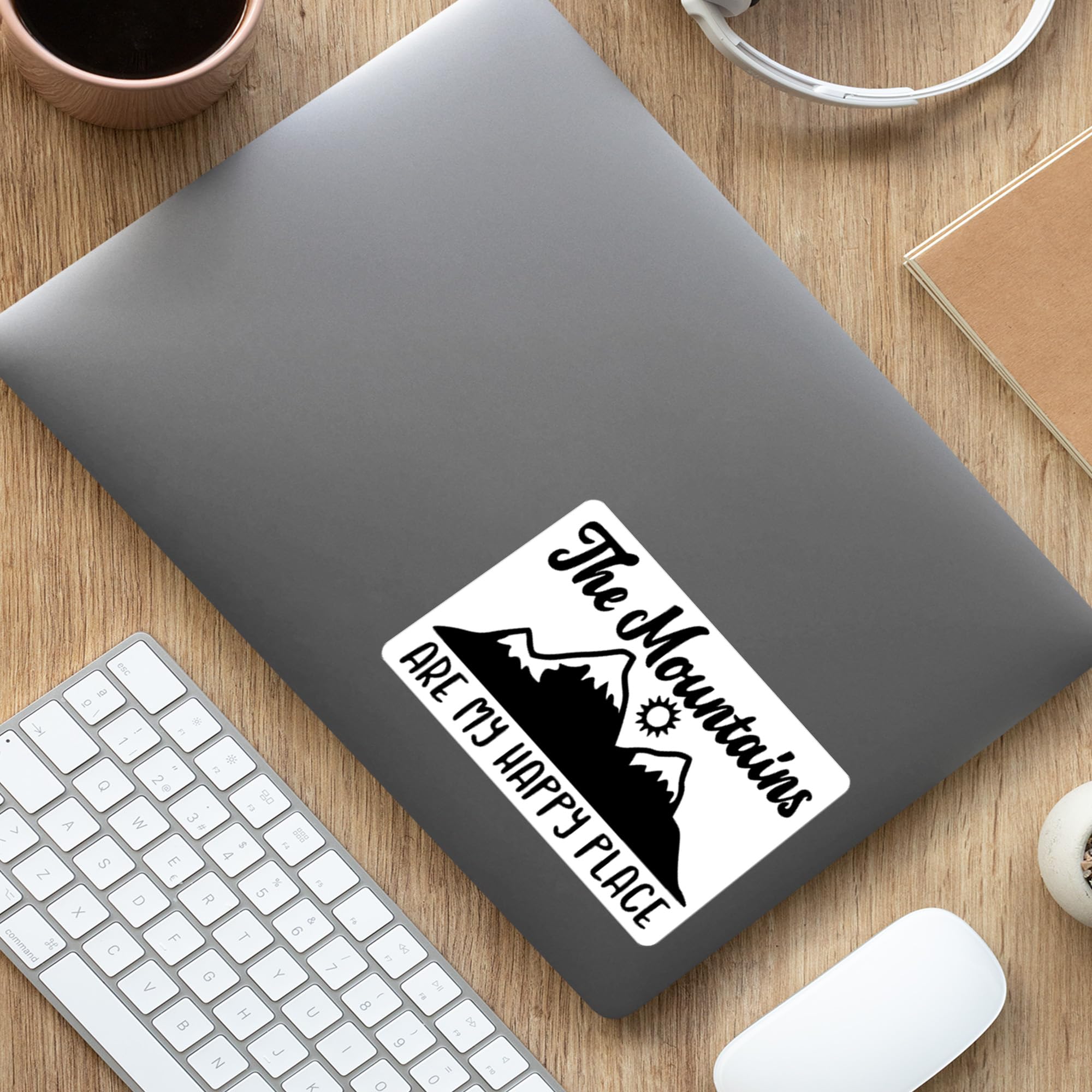 The Mountains are My Happy Place Vinyl Decal Sticker - 5 Inch Black on White - Perfect for Cars, Trucks, Vans, SUVs, Walls, Cups & Laptops - Great for Outdoor Enthusiasts, Camping Trips & Nature Lovers