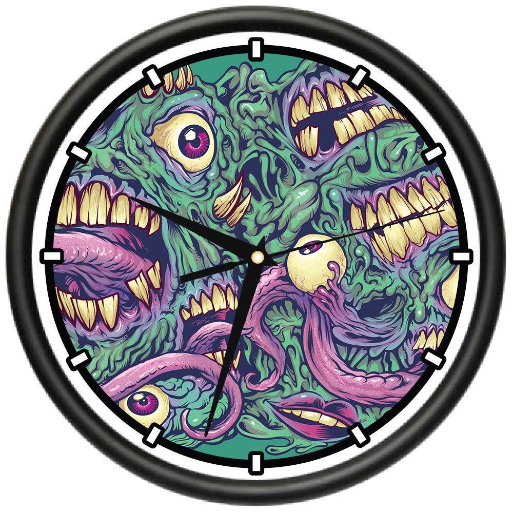 SignMission Eyes and Teeth Design Wall Clock - Silent Quartz Movement, 12 Inch Round Wall Clock for Classroom, Office, Bedroom & Home Decor - Perfect for Schools, Kids Rooms and Unique Gift Ideas