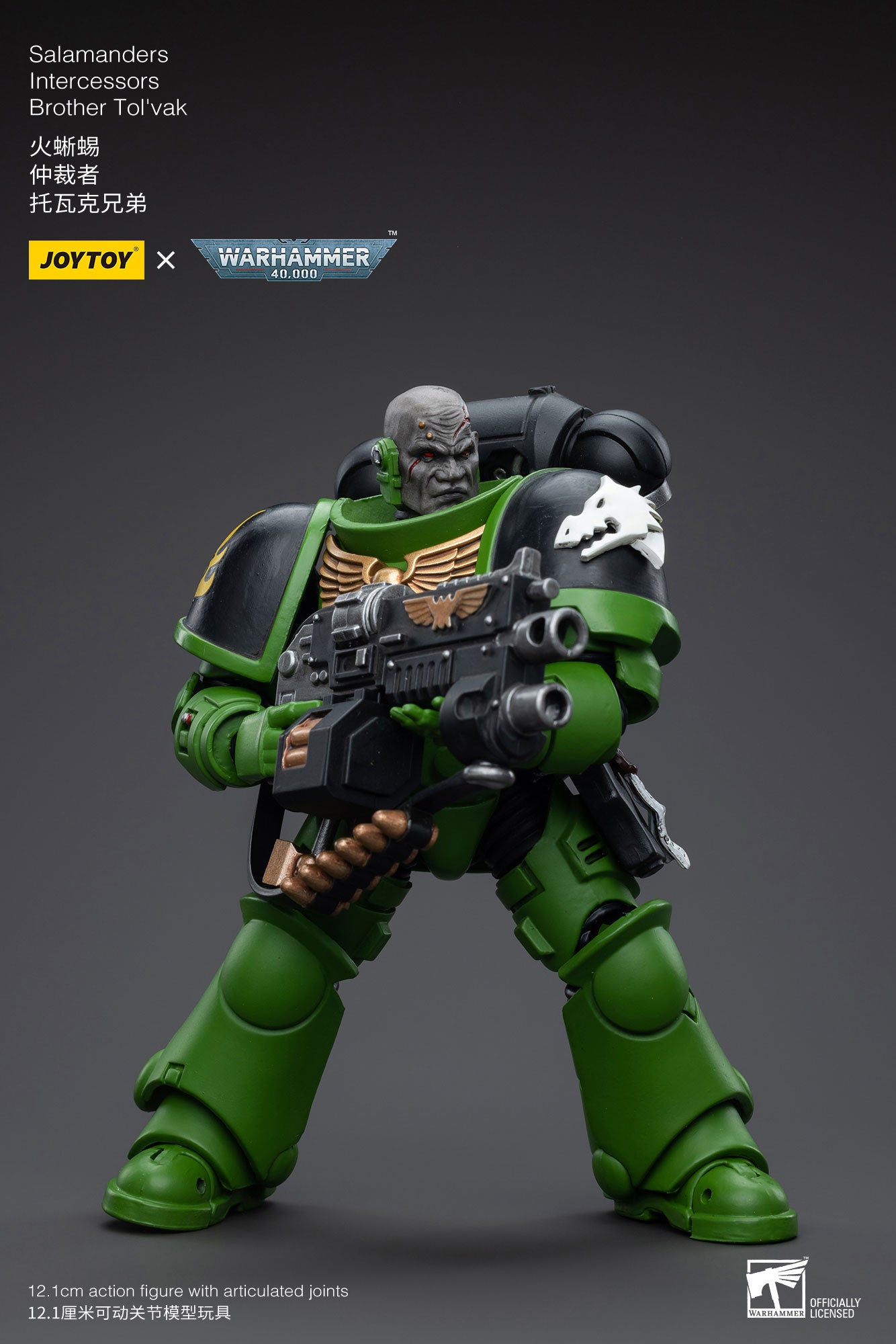JOYTOY 1/18 Scale 3.75 Inch Warhammer 40K Salamanders Intercessors Brother Tol'vak Action Figure - Collectible Miniature for Tabletop Gaming & Display