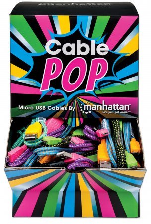 Manhattan Computer Pro USB Braided Cable - 394178 POP Counter Dispenser for Retail Stores & POS Systems | Durable Tangle-Free Charging Cord for Cash Registers, Kiosks & Office Use