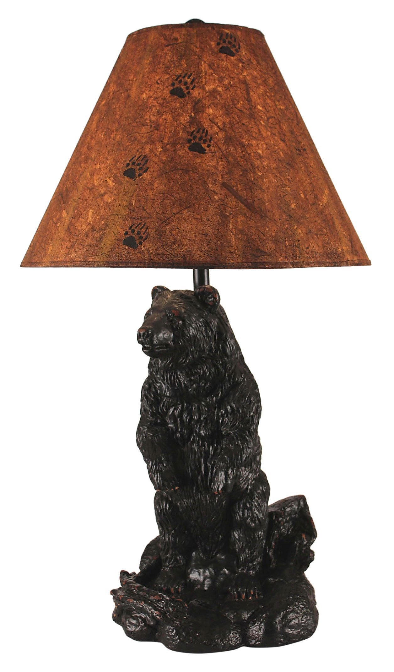 Coast Lamp Standing Bear Table Lamp - Rustic Wooden Nightstand Light for Bedroom, Living Room, and Office Decor