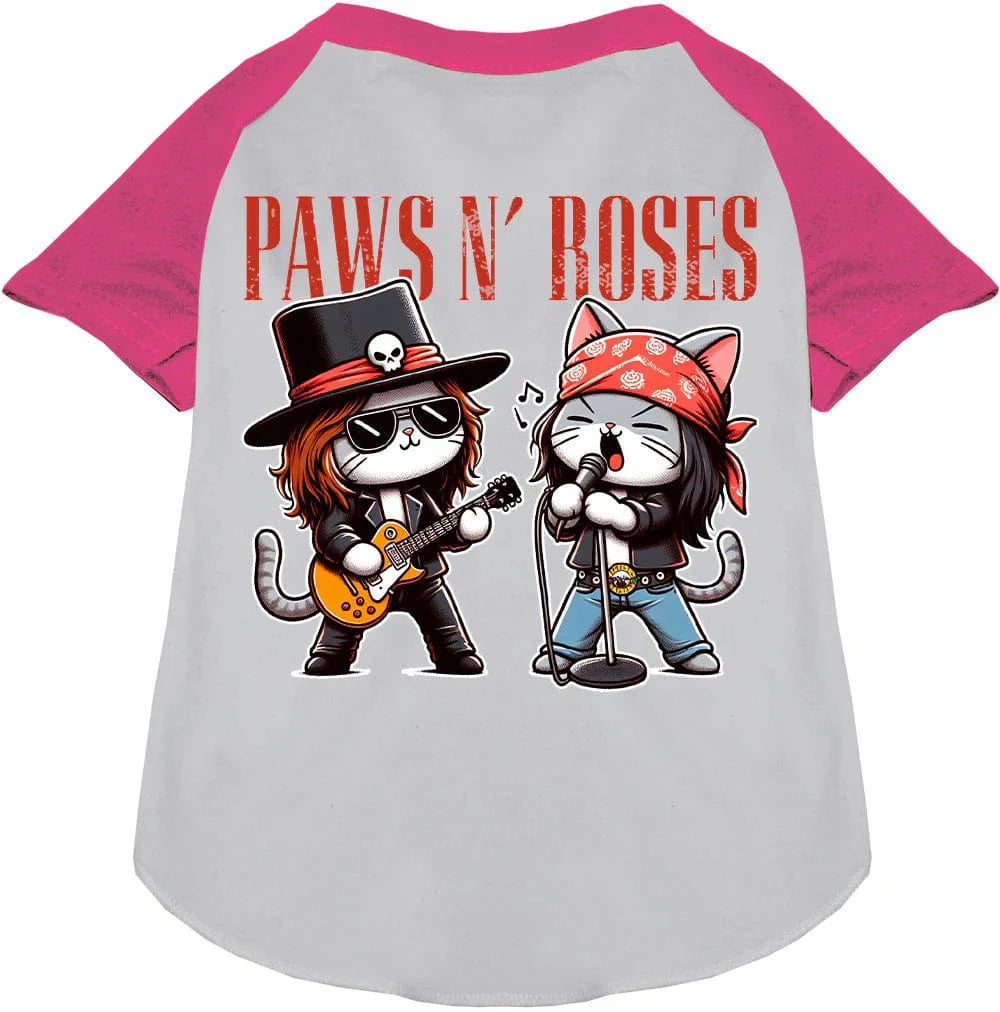 Paws and Roses Rock n Roll T-Shirt for Men & Women - Vintage Band Tee for Concerts, Parties & Casual Wear