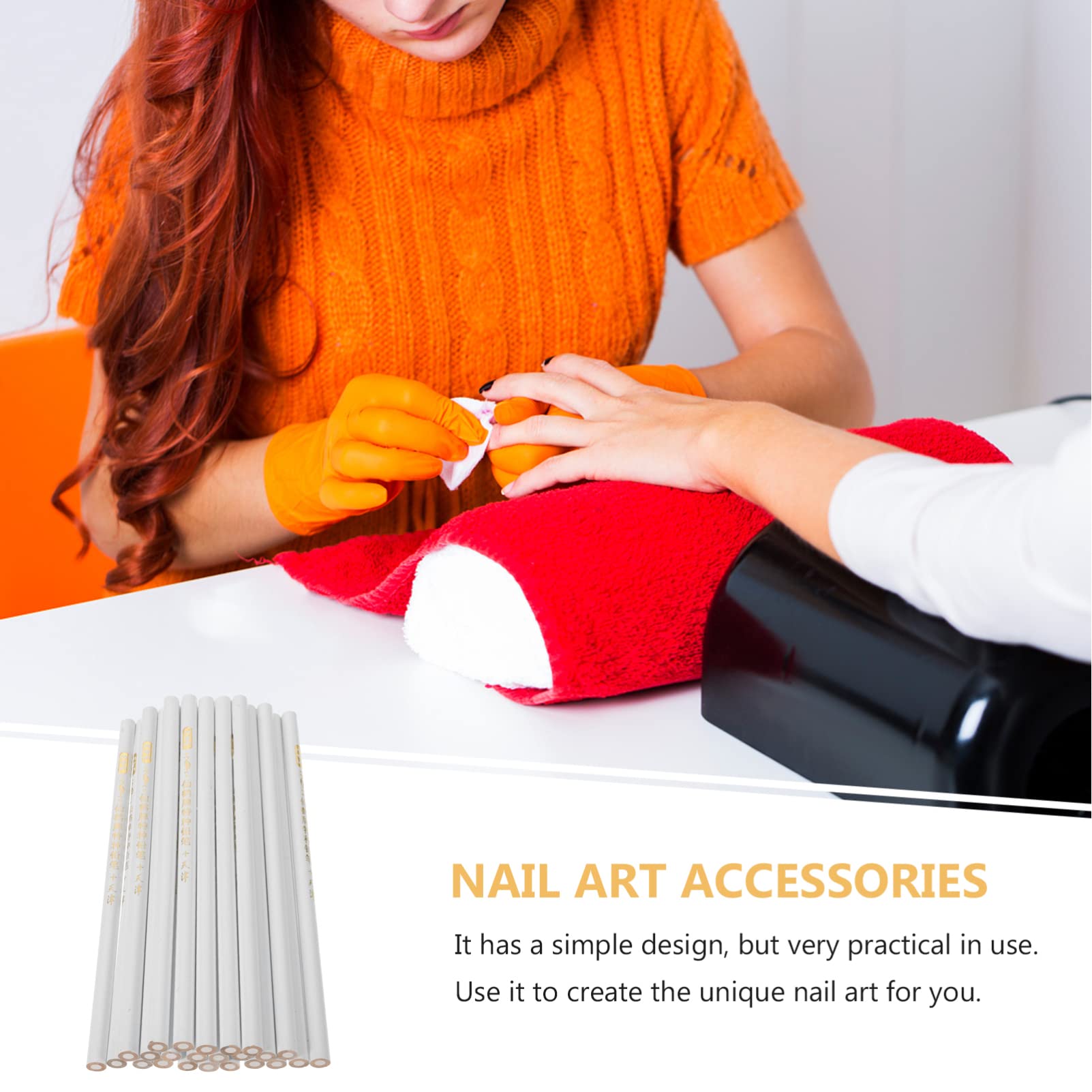 24pcs White Nail Art Pencils - French Tip Dotting Pens with Cuticle Pusher for DIY Manicure | Professional Nail Design Tools for Salon & Home Use | Perfect for French Tips, Nail Art, and Gel Polish Designs