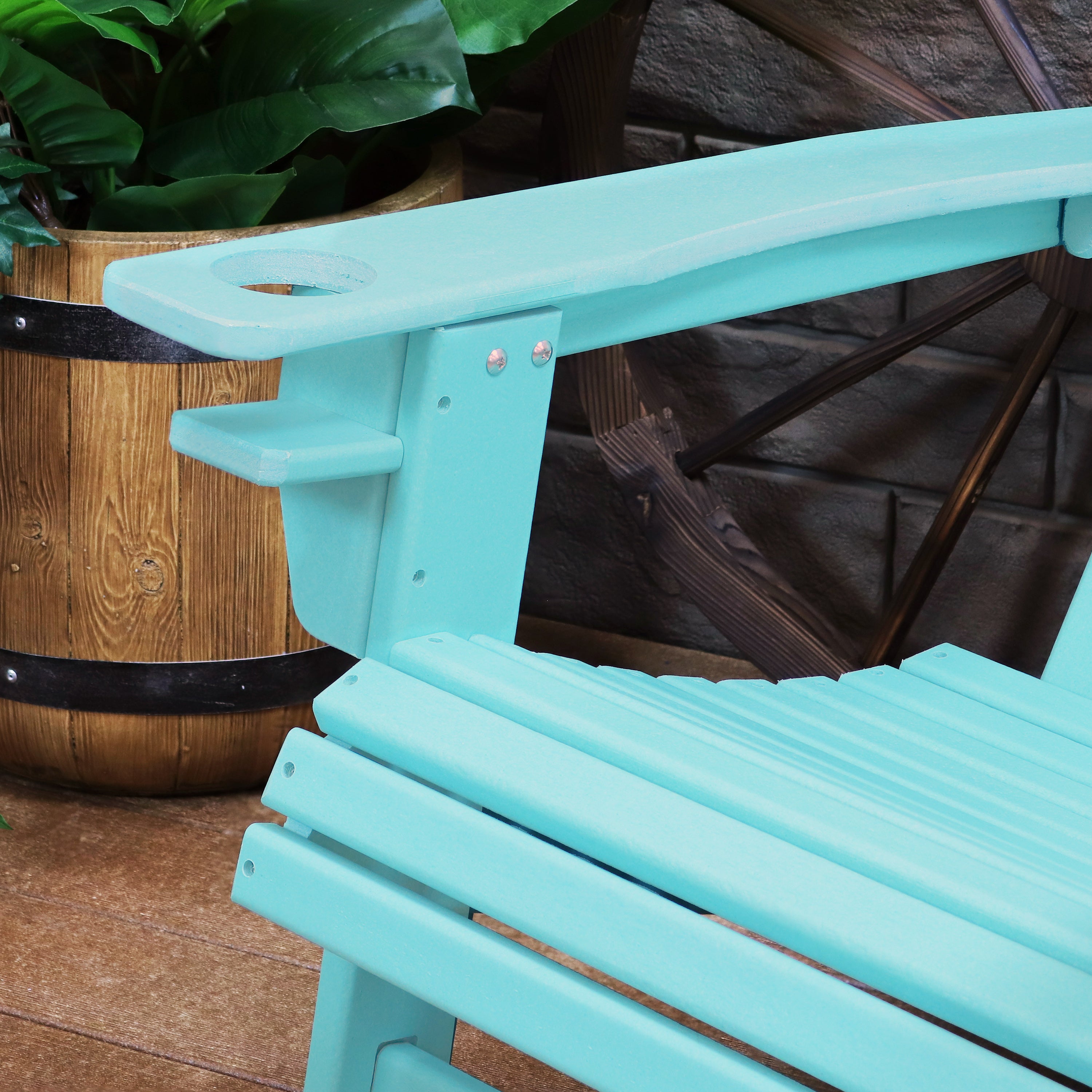 Premium Sunnydaze All-Weather Outdoor Adirondack Chairs with Cup Holders - Set of 2 Patio Chairs for Backyard, Garden, Poolside & Deck Relaxation