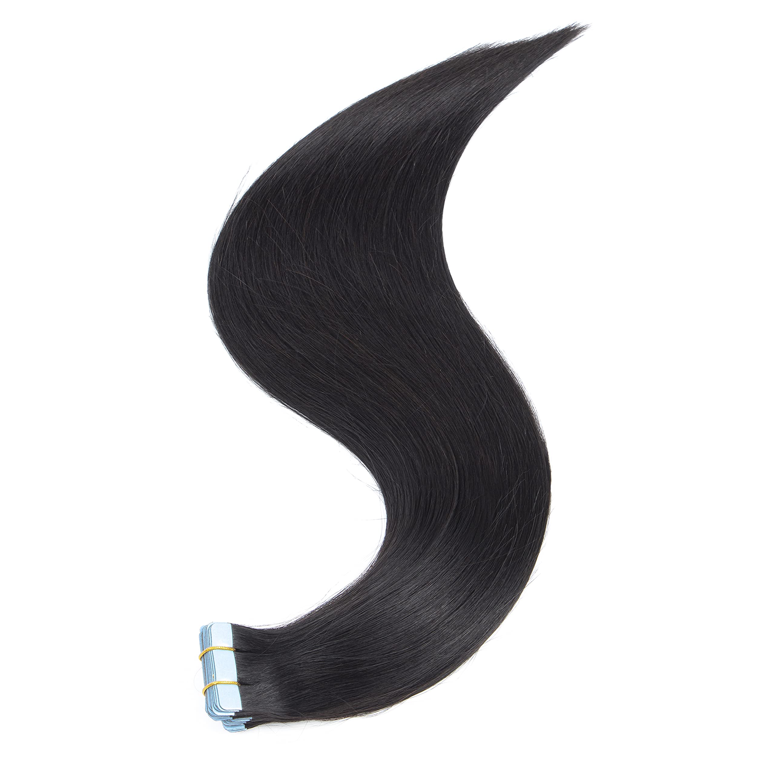 Amella Hair 24 Inch Human Hair Tape in Extensions - 20 Pcs Silky Straight Brazilian Remy Hair (50g, Color #1 Natural Black) | Seamless & Undetectable for Volume & Length | Perfect for Daily Wear, Parties & Special Occasions