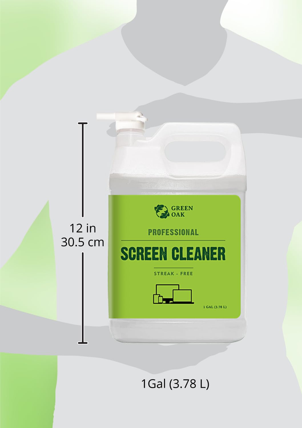 Green Oak Professional Screen Cleaner Spray Refill (1 Gallon) - Safe for LCD, LED TV, Tablet, Computer Monitor & Phone - Removes Fingerprints, Dust & Oil - Ideal for Home, Office & Electronics Cleaning