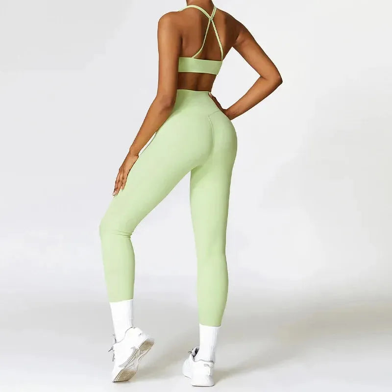 2-Piece Women's Workout Set - Breathable Sports Bra & Quick-Dry Yoga Outfit for Gym, Running & Fitness | Stylish Back Design Activewear