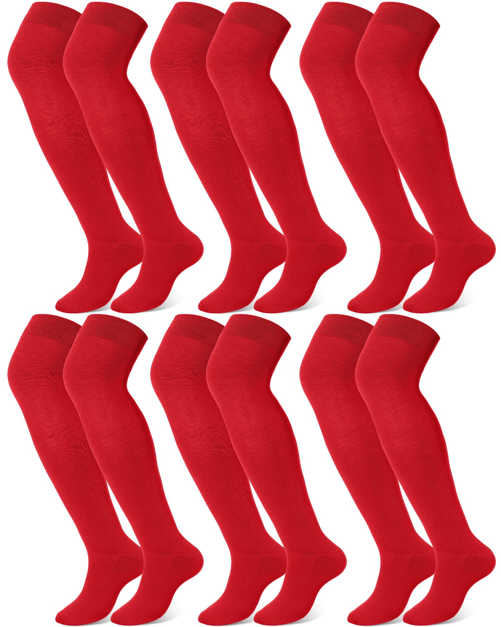 Hicarer 6 Pairs High Knee Baseball Socks for Men & Women - Breathable Over Knee Football & Softball Socks Combo Set - Perfect for Sports, Running, Gym Workouts and Casual Wear