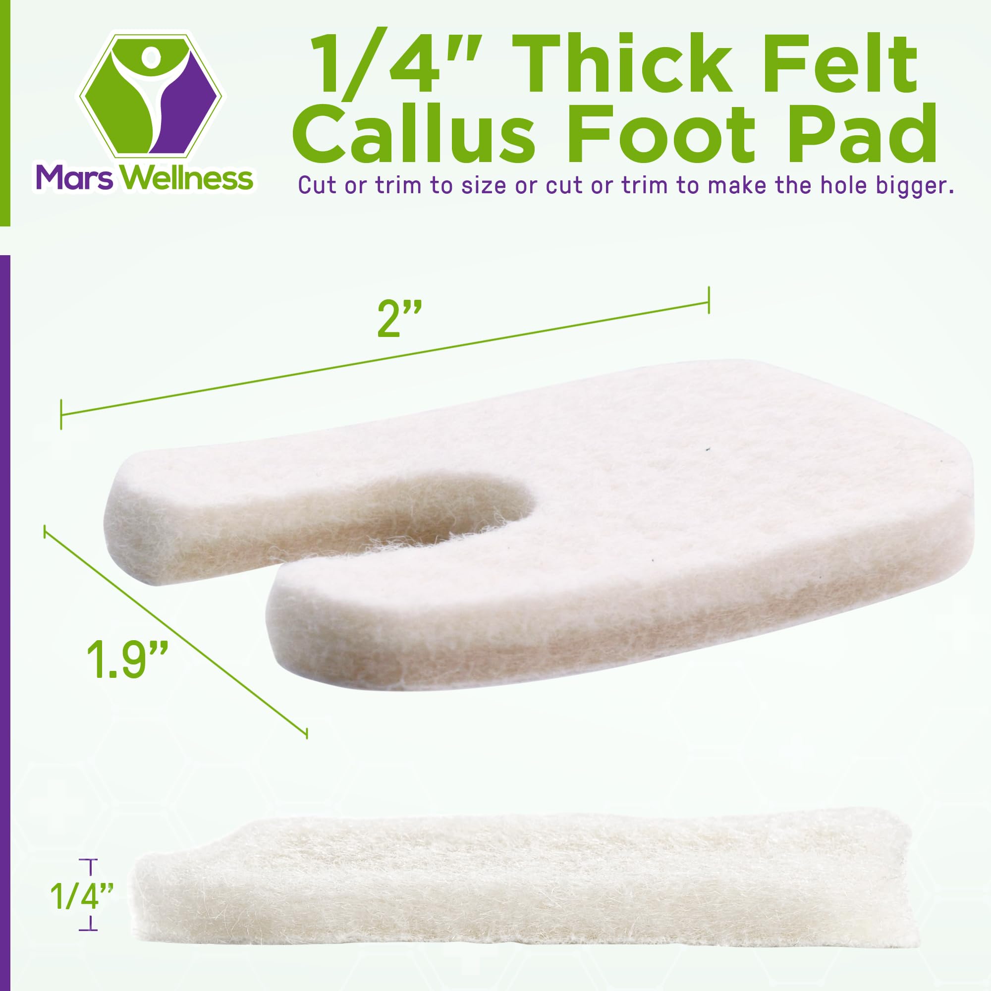Wide U-Shaped Felt Callus Horseshoe Pads - 25 Pack Adhesive Foot Cushions for Corn & Callus Protection (1/4