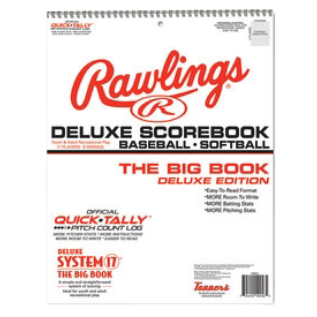 Rawlings Deluxe Baseball Scorebook 17SBDLX - Official Scorekeeping Notebook for Baseball & Softball Games, Leagues, and Tournaments - Perfect for Coaches, Players, and Fans