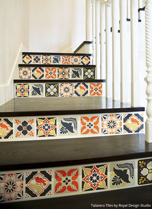 Authentic Talavera Tiles - Hand-Painted Mexican Wall & Furniture Stencils for Home Decor, Kitchen Backsplash, and Bathroom Renovation