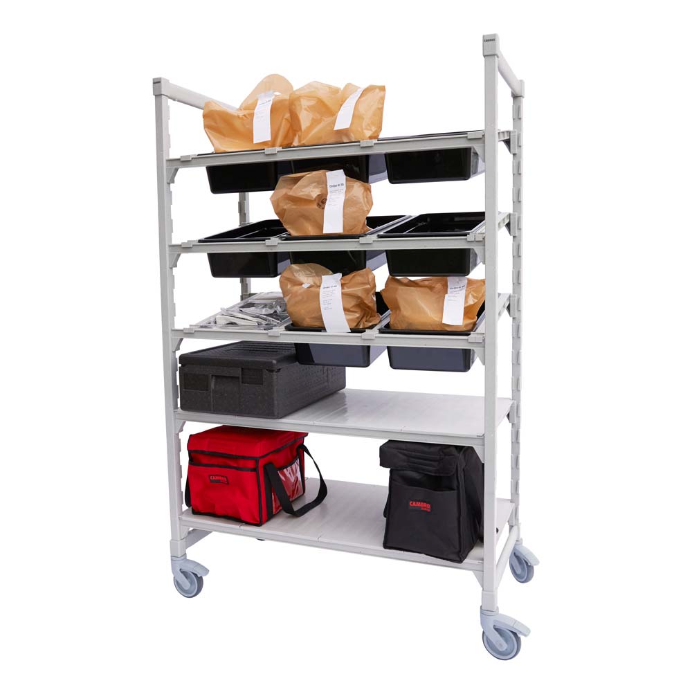 Cambro CPM244875FX5480 Premium Series Flex Station Shelving Unit - 2 Shelves, 3 Tiers with Angled Divider Bars (24