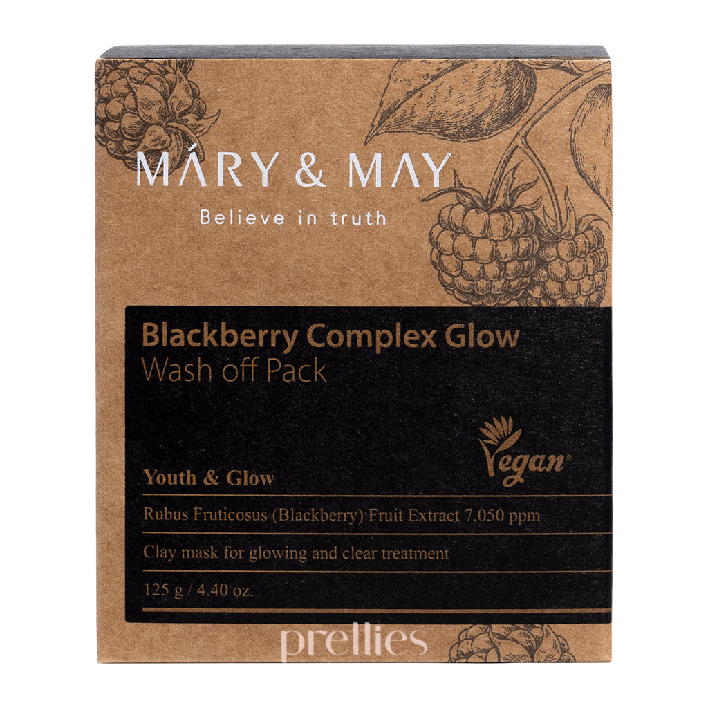 Mary & May Blackberry Complex Glow Wash Off Face Mask 125g - Brightening & Hydrating Facial Treatment for Dull Skin | Perfect for Nighttime Skincare Routine