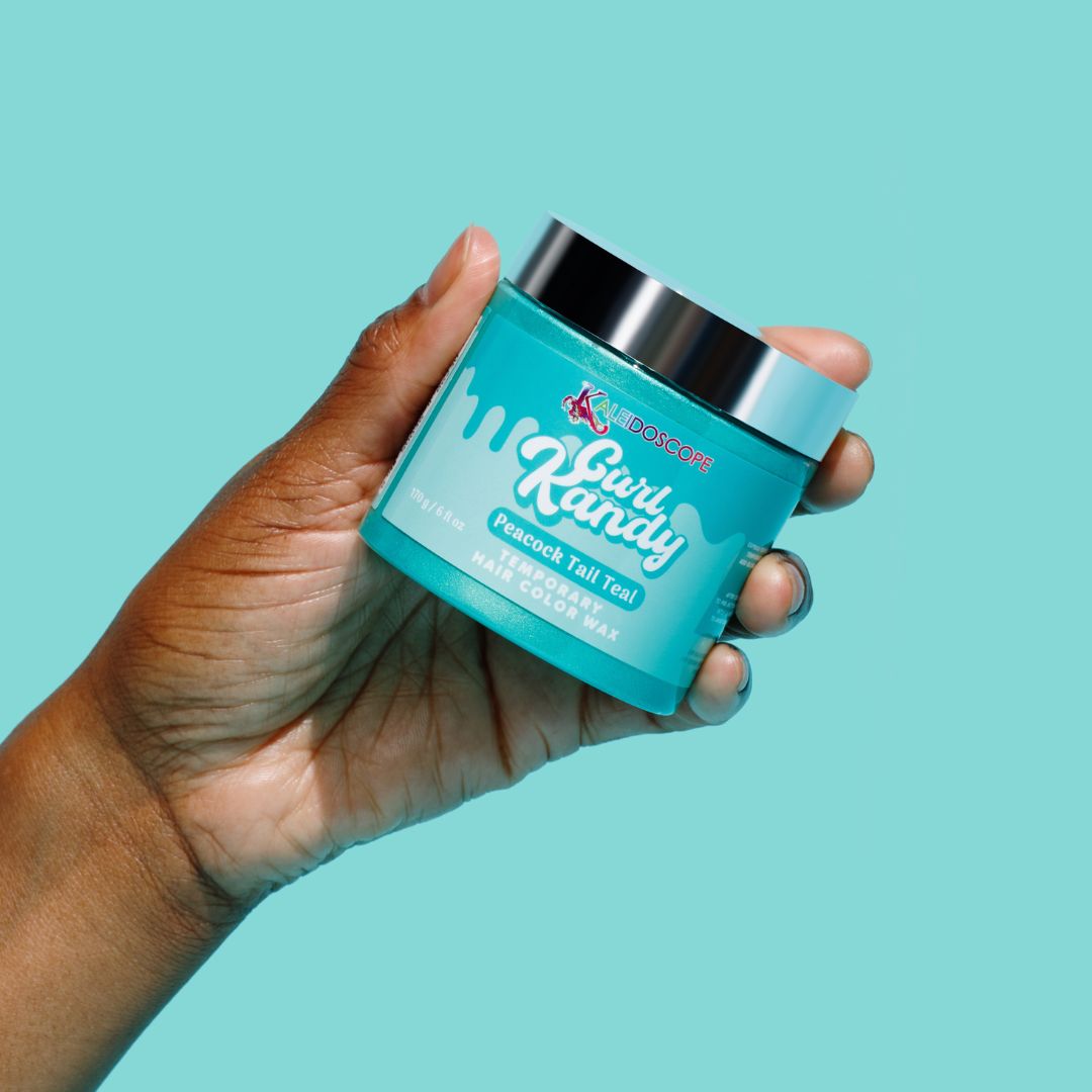 Curl Kandy Peacock Tail Teal Temporary Hair Color Wax - 6oz | Vibrant Semi-Permanent Hair Styling for Parties, Cosplay & Creative Looks