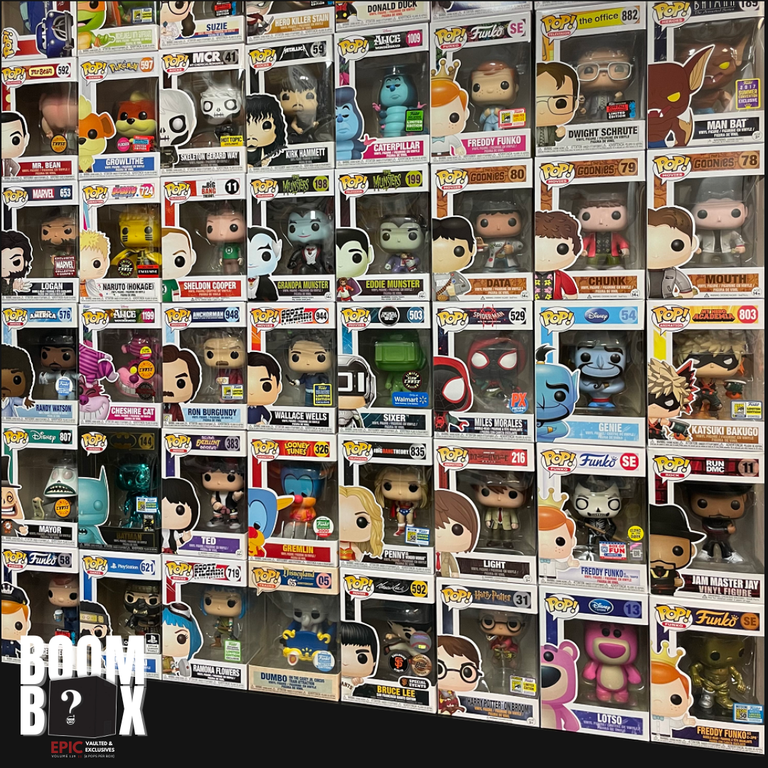 BoomLoot EPIC Vaulted & Exclusive Mystery Boombox Vol 129 - 4 Rare Funko Pops Collector's Edition | Perfect for Pop Culture Fans, Gift Giving & Display Collections