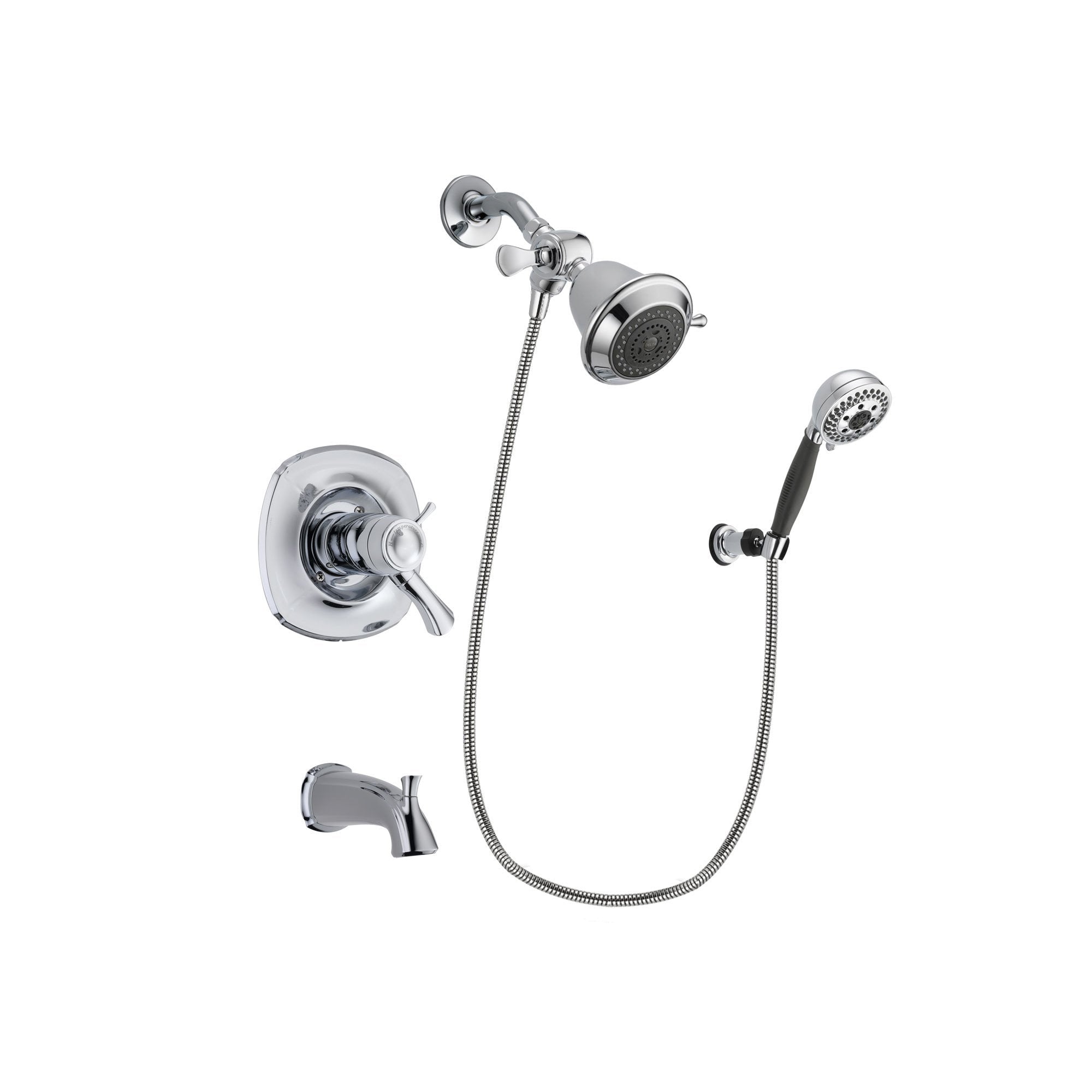 Delta Addison Chrome Thermostatic Tub and Shower Faucet System with Handheld Shower Head, 5 Spray Modes, Wall Bracket & Hose - Includes Rough-in Valve & Tub Spout (Model DSP1111V) - Perfect for Modern Bathroom Renovations and Spa-Like Shower Experiences