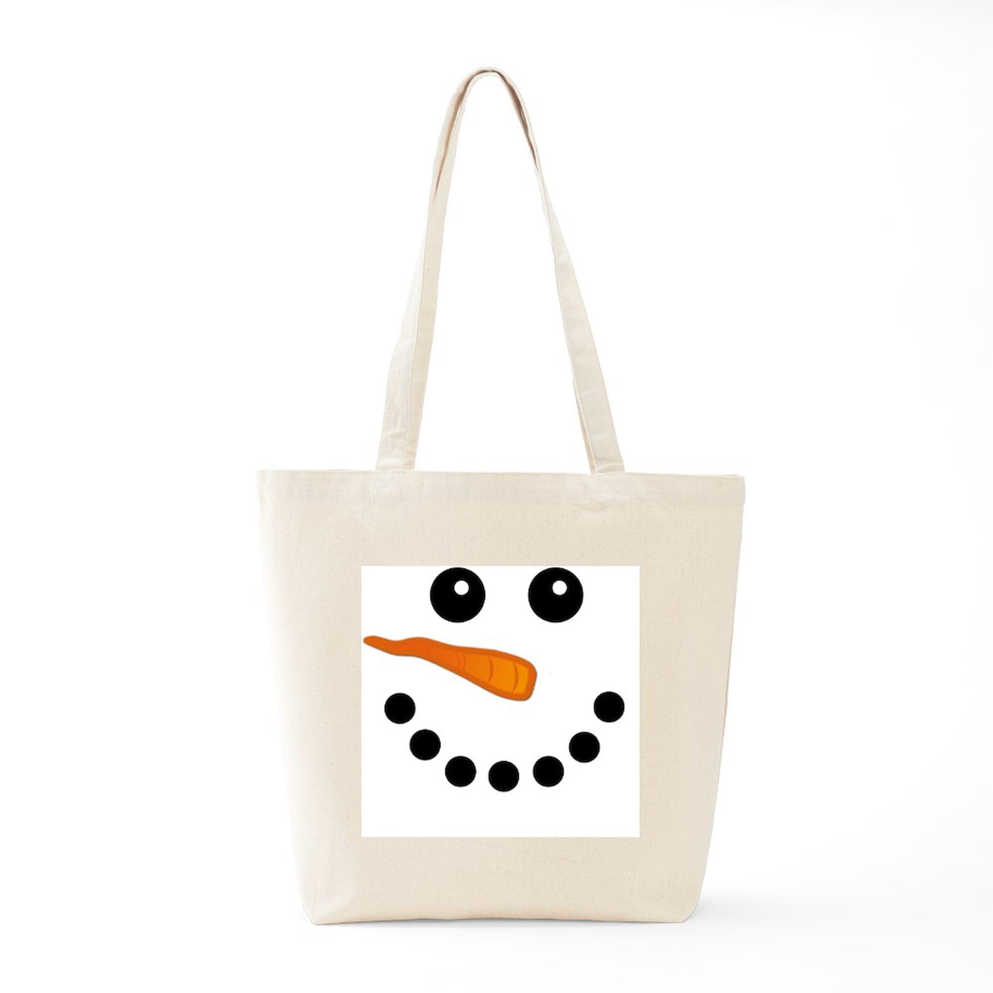 Snowman Face Tote Bag - Natural Canvas Reusable Shopping Bag for Groceries, Beach & Holiday Gifts | Eco-Friendly Christmas Gift Idea