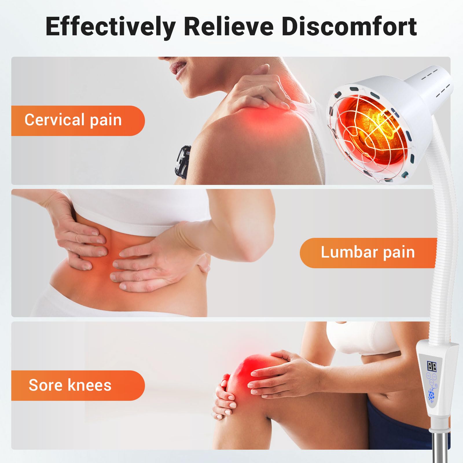 275W Infrared Heat Therapy Lamp with Stand - Adjustable Red Light for Pain Relief, Muscle Aches & Body Relaxation | Home Physical Therapy & Wellness Solution