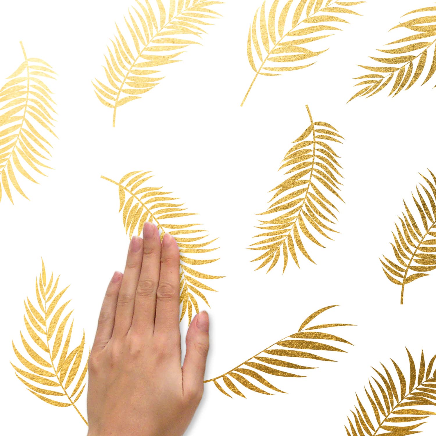 RoomMates RMK4997SCS Gold Palm Frond Peel & Stick Wall Decals - Self-Adhesive Tropical Leaf Wall Stickers for Bedroom, Living Room, Nursery Decor