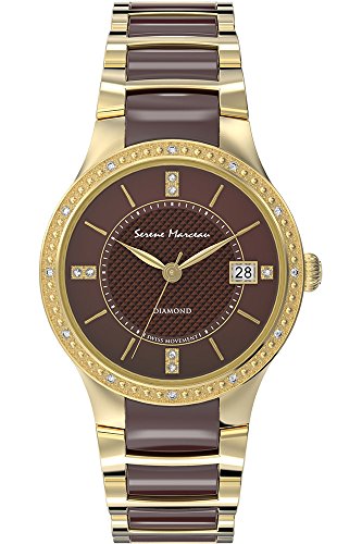 Serene Marceau Diamond Women's Watch S005.06 - Luxury Ladies Wristwatch with Crystal Accents, Water Resistant & Stainless Steel Band | Perfect for Formal Events, Office Wear & Gift Giving