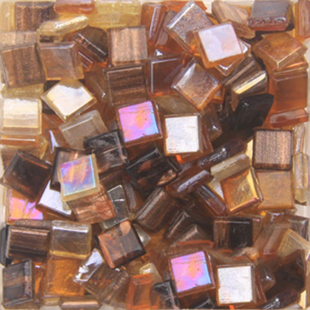 270-Piece Assorted Stained Glass Mosaic Tiles Kit - 1x1 cm Square Tiles in Coffee Mix for DIY Crafts, Home Decor, Jewelry Making - Perfect for Mosaic Plates, Picture Frames, Flower Pots & Handmade Gifts