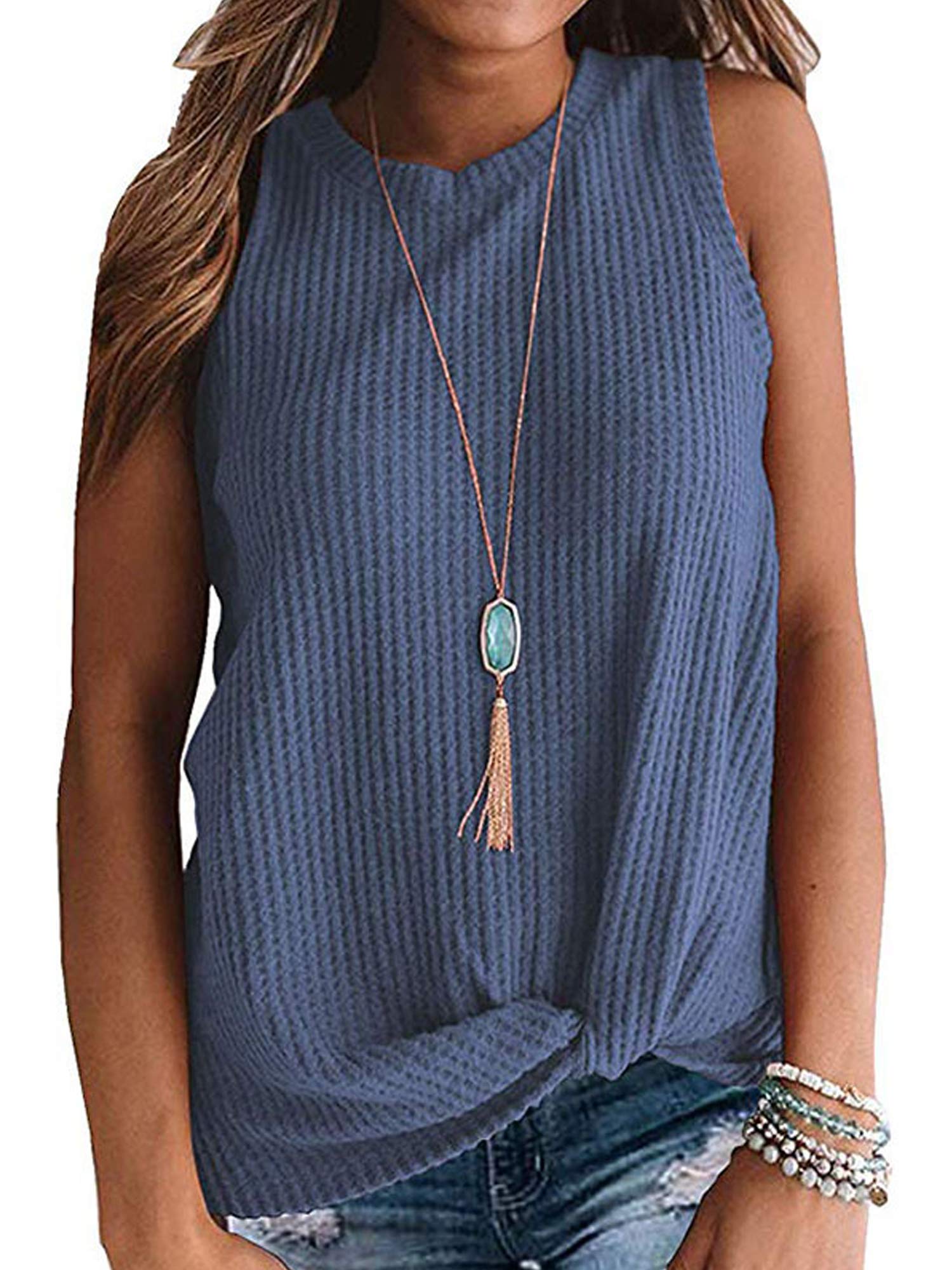 Women's Casual Long Sleeve T-Shirt - Cute Twist Knot Waffle Knit Top for Everyday Wear | Perfect for Work, Date Night & Weekend Outfits