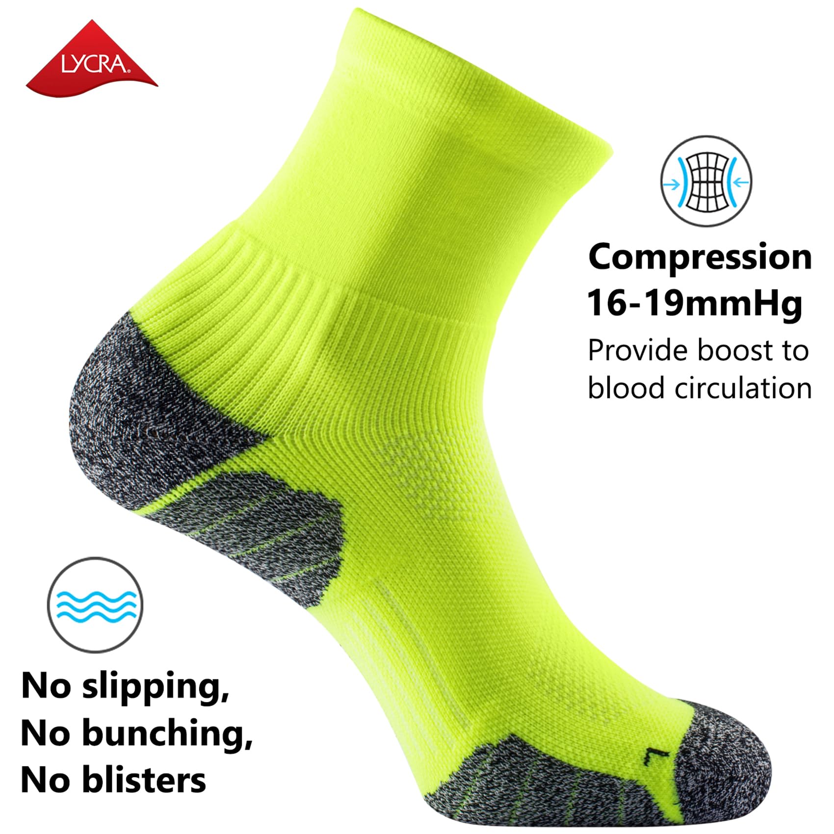 CWVLC Compression Athletic Quarter Socks for Men & Women - Breathable Cushioned Support Socks for Running, Basketball & Workout - Enhanced Performance & Comfort