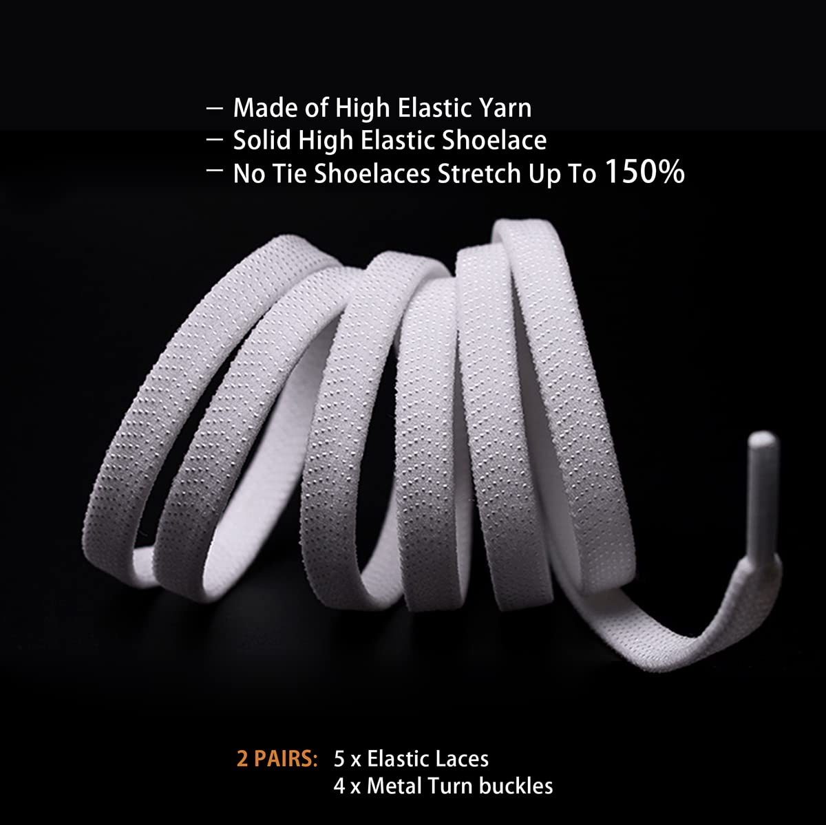 2 Pairs No Tie Elastic Shoelaces for Kids & Adults - Stretchable Flat Shoe Laces for Sneakers, Loafers & Casual Shoes - Perfect for Running, Walking & Daily Wear