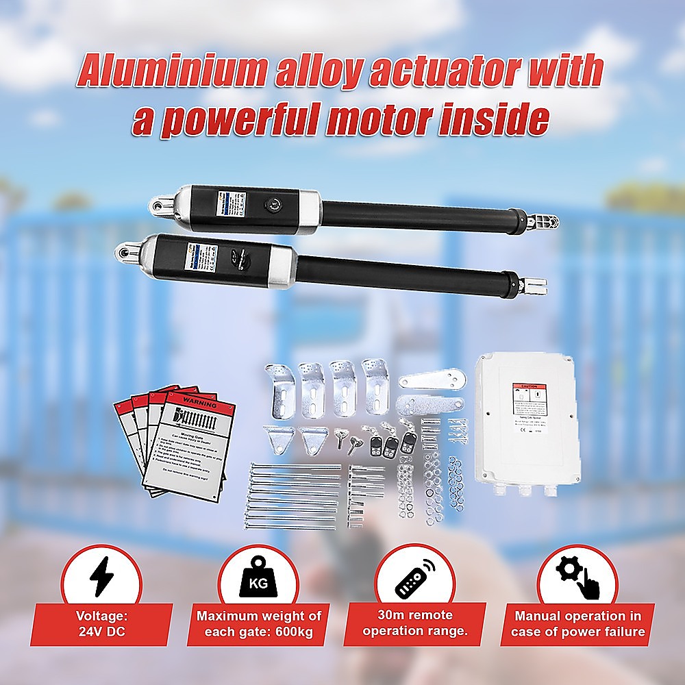 1200KG 10W Solar Powered Automatic Double Swing Gate Opener with Remote Control - Ideal for Driveway, Farm, and Ranch Security Gates